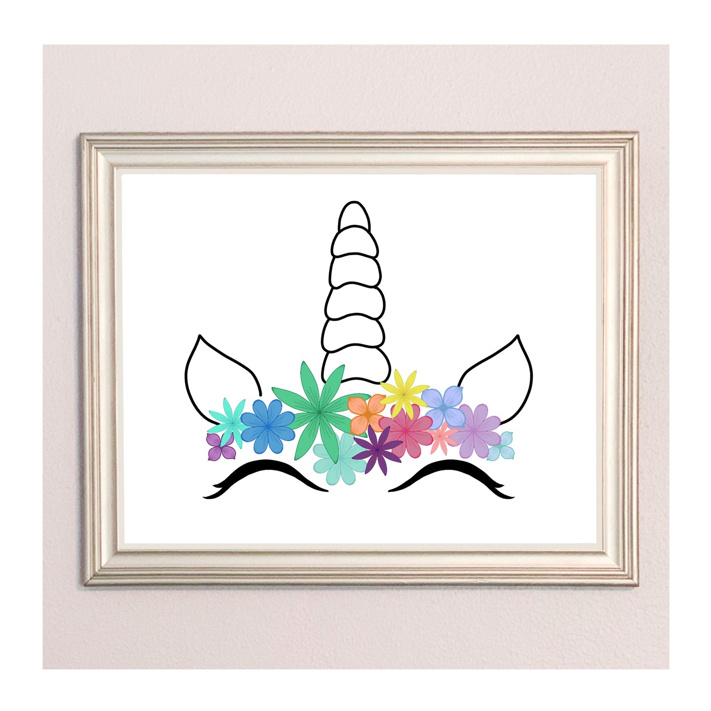 Unicorn with Rainbow Flower Crown