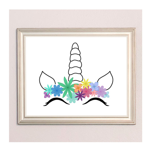 Unicorn with Rainbow Flower Crown